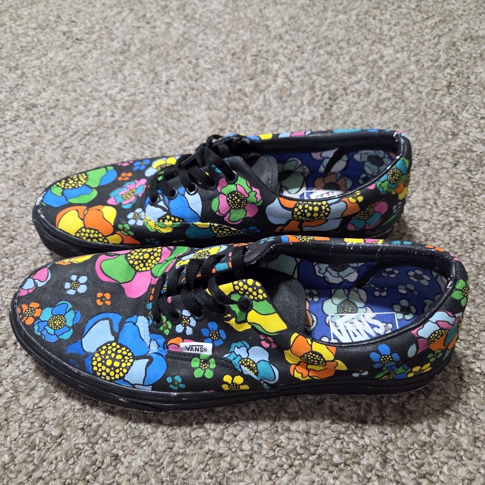 Vans Era U-Color Black‎ Floral MENS Size 12 Skate Shoes